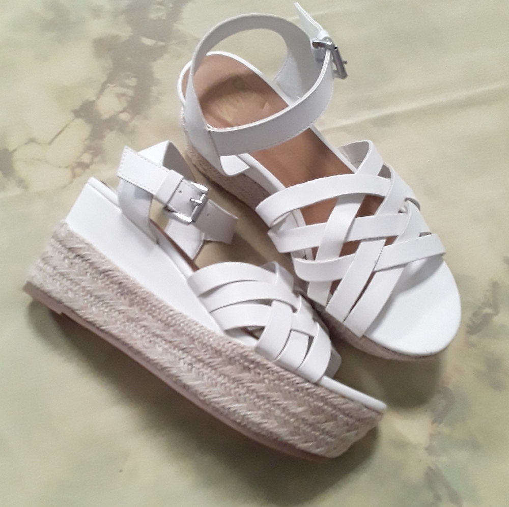 Dolce Vita DV8 White Platform Espadrilles
